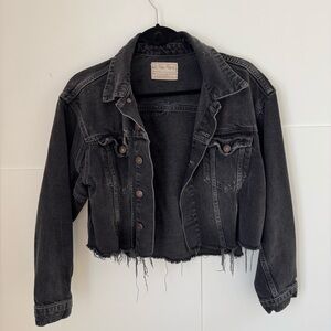 Cropped Black Denim Jacket